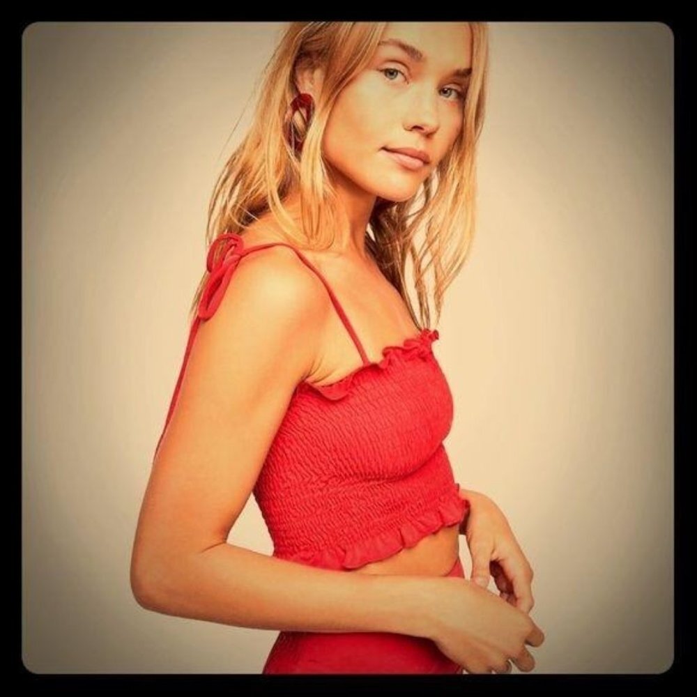 Free People Fine Without You Top, red, XS NWT